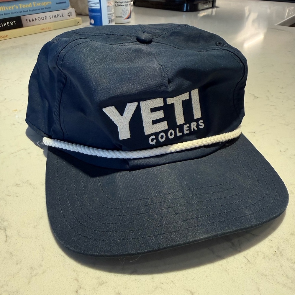 Yeti Navy Hat with White Rope Accent